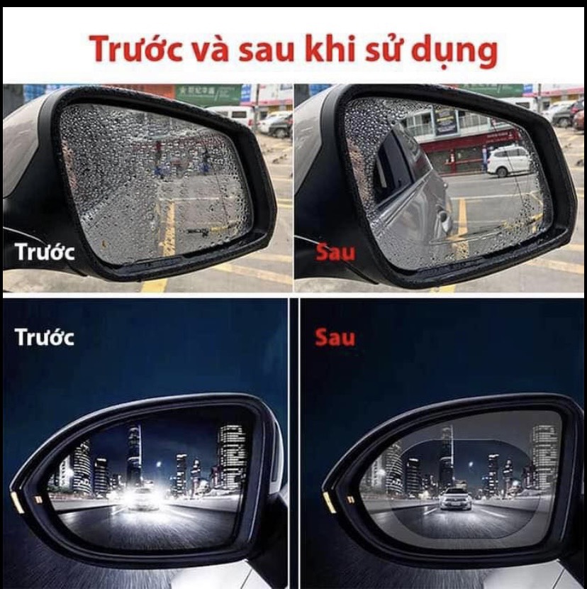 Giúp chống bám nước gương,kính tuyệt đối
tăng cường độ sáng cho gương
Lắp đặt dễ dàng,dùng cho mọi loại xe ô tô,xe máy
chất liệu chống nước cao cấp,bền